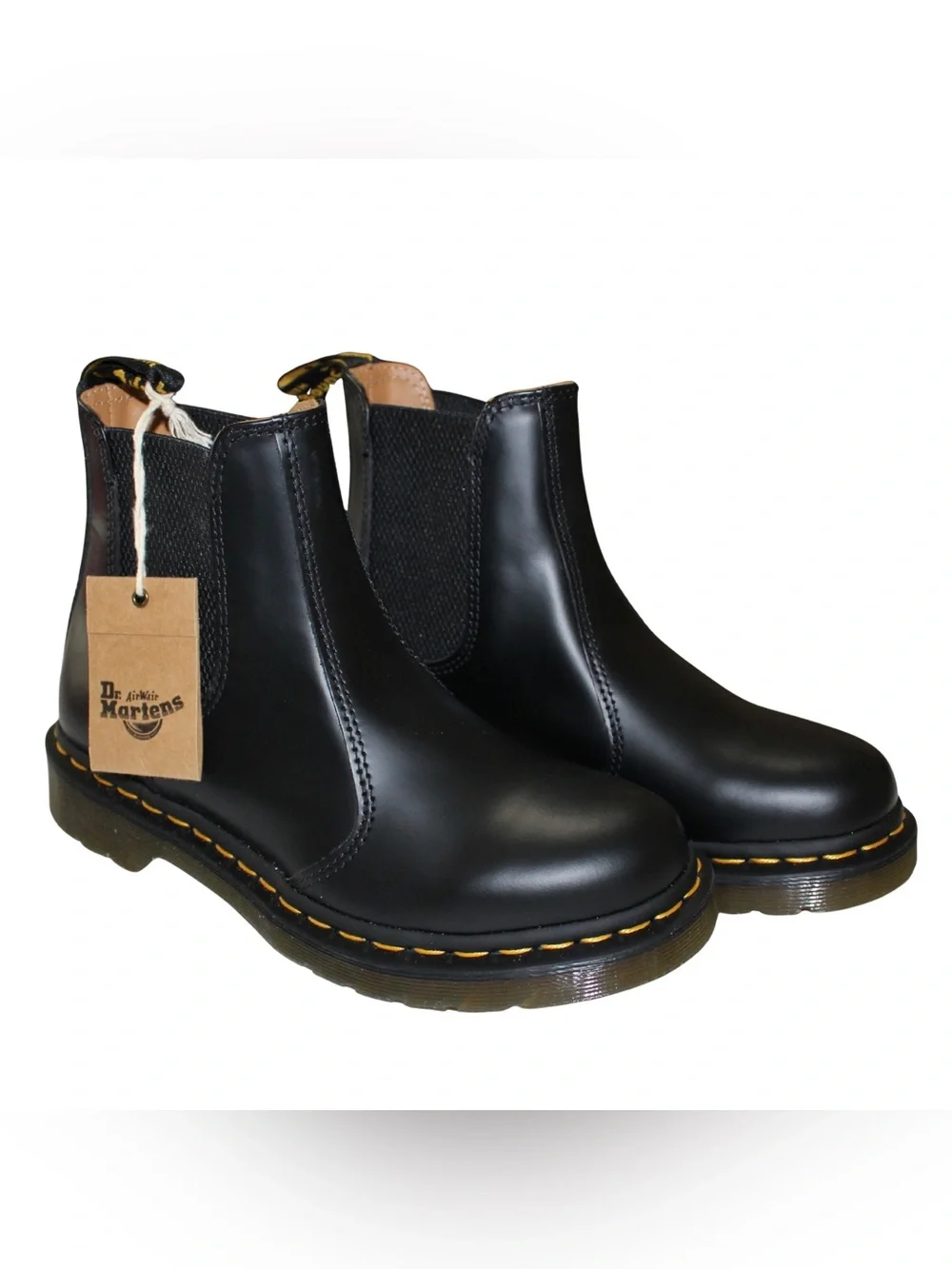 Dr. Martens 2976 Yellow Stitch Smooth Leather Chelsea Boots
